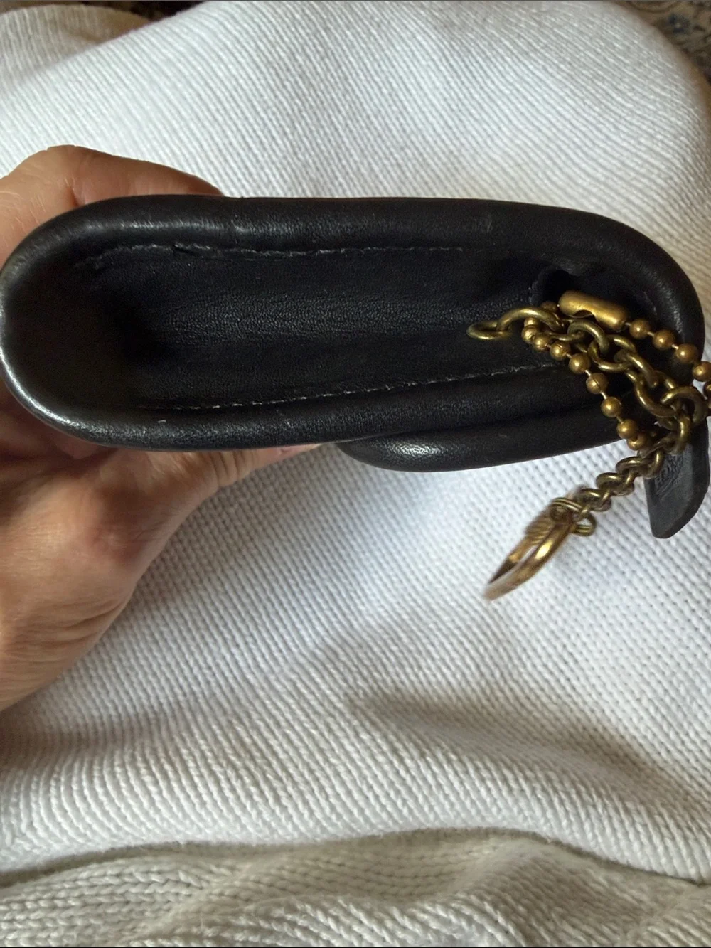 Coach Vintage 7219 Black Leather Multifunction Snap Wallet Key Ring